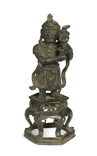 Lot 57 - A Chinese bronze Daoist figure, Ming Dynasty (1368-1644)