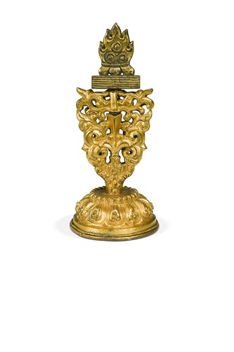 Lot 101 - A Tibetan gilt copper altar ornament, 18th century