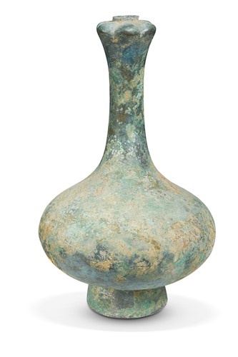 Lot 55 - A Chinese bronze garlic head vase, possibly Han Dynasty