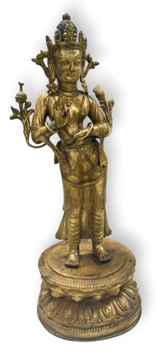 Lot 99 - A Tibetan style gilt bronze standing Tara, 20th century