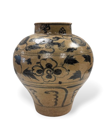 Lot 46 - A Chinese blue and white stoneware vase in Ming style