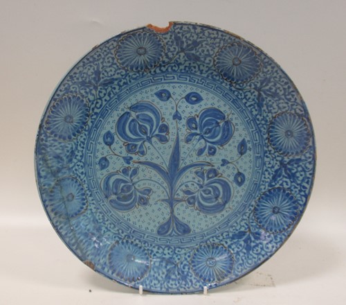 Lot 93 - An 18th century Continental tin glaze dish,...