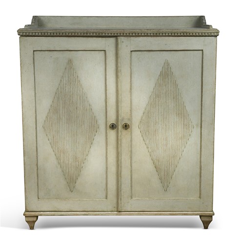 Lot 484 - A Swedish Gustavian style grey painted side cabinet