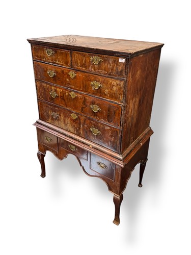 Lot 443 - An early 18th century walnut chest on stand