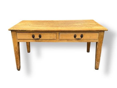 Lot 521 - A pine farmhouse table, 19th century, the two...