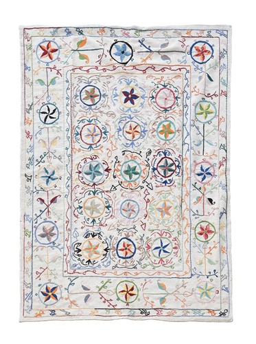 Lot 449 - A Suzani style hand embroidered kilim, of recent manufacture
