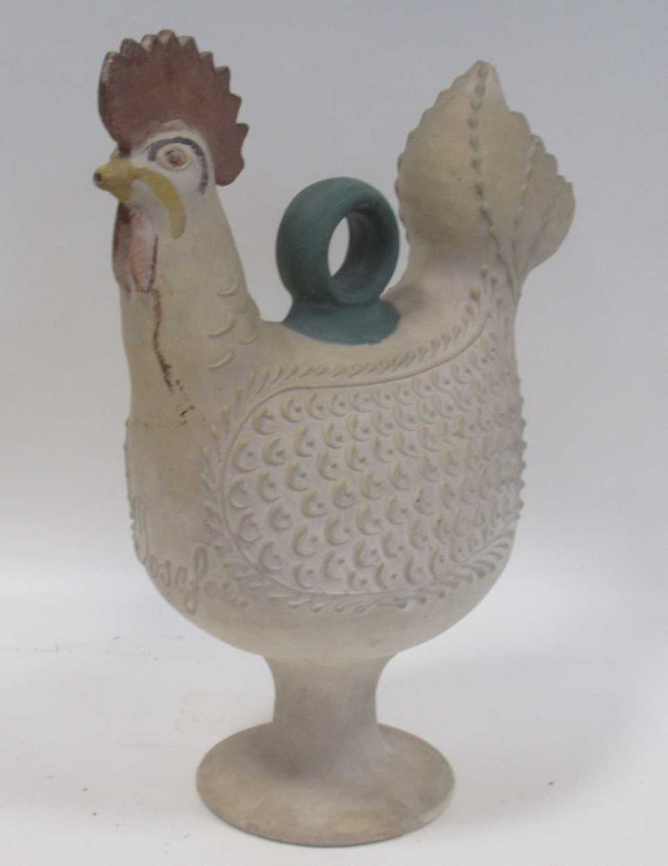 Lot 12 - Folk art pottery model of a cockerel,...