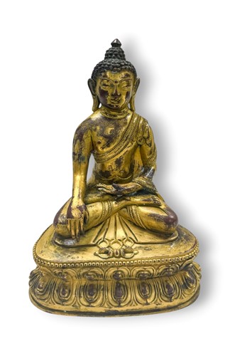 Lot 67 - A Chinese gilt bronze figure of Shakyamuni, 20th century