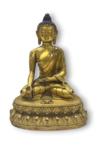 Lot 69 - A Chinese gilt bronze seated figure of Buddha, 20th century
