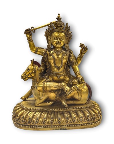 Lot 64 - A Chinese gilt bronze figure of Shridevi, 20th century