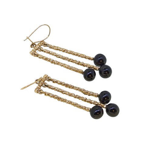 Lot 22 - A pair of black coral ear pendants