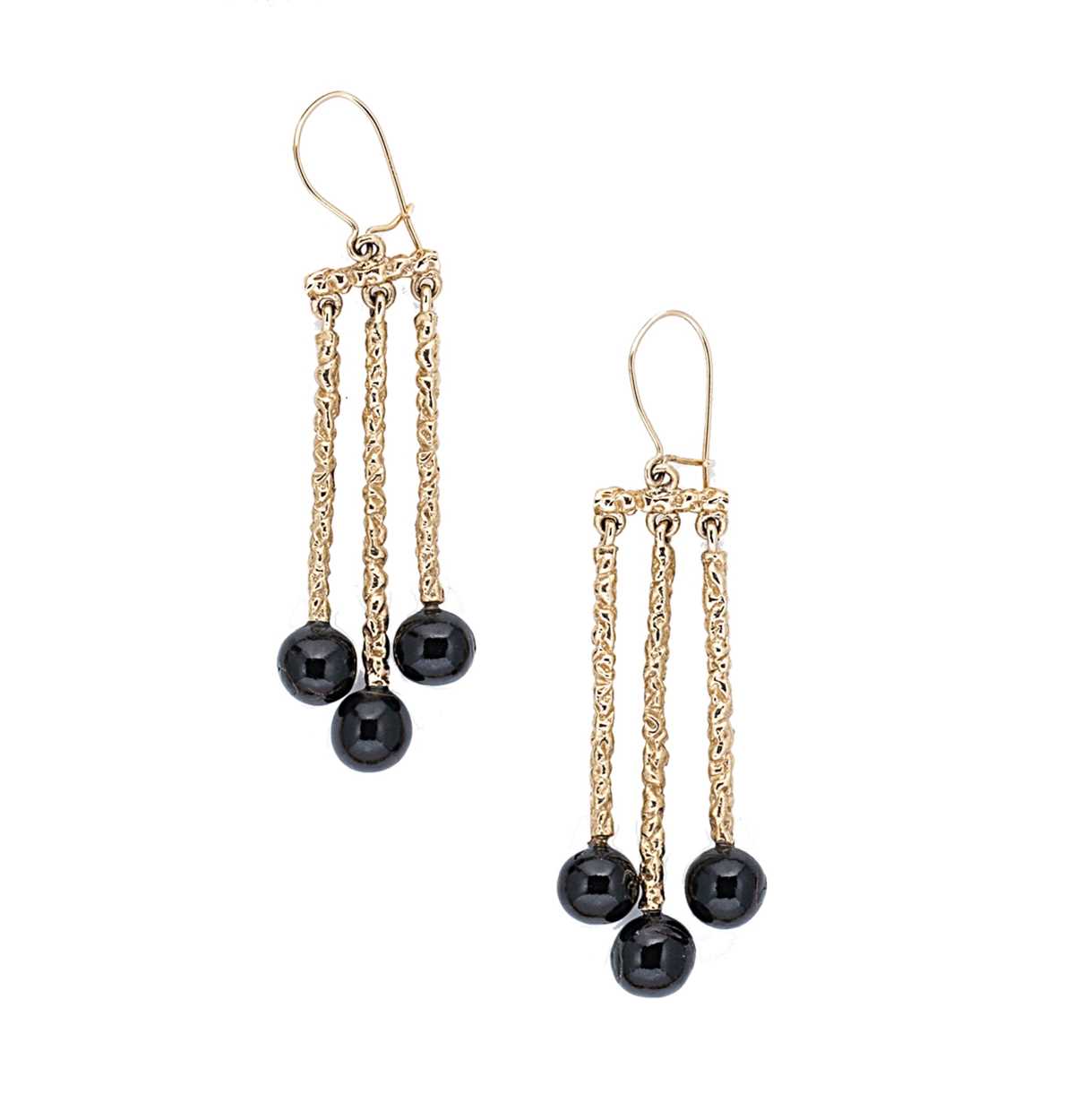 Lot 22 - A pair of black coral ear pendants