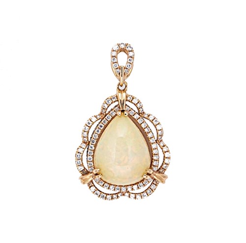 Lot 50 - A modern opal and diamond pendant