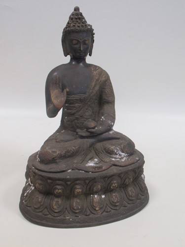 Lot 147 - An Indian bronze model of Buddha  35cm x 25 cm...