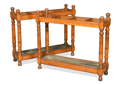 Lot 727 - A pair of country house pale-oak stick stands, circa 1890