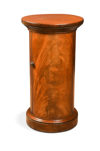 Lot 679 - A Victorian flame mahogany cylindrical bedside cupboard/pedestal