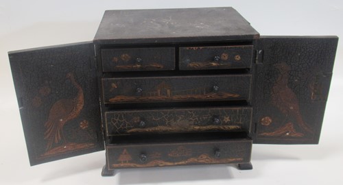 Lot 194 - A miniature lacquered Chinoiserie chest, with...
