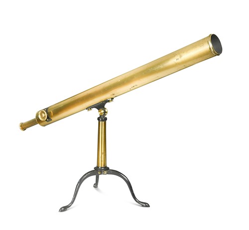 Lot 670 - A lacquered brass refracting telescope, 19th century