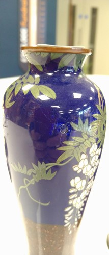 Lot 29 - A pair of Japanese cloisonne vases, floral...