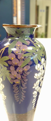 Lot 29 - A pair of Japanese cloisonne vases, floral...