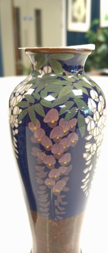 Lot 29 - A pair of Japanese cloisonne vases, floral...