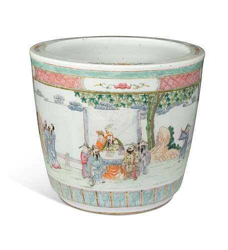 Lot 35 - A Chinese famille rose porcelain large jardiniere, 20th century