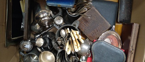 Lot 371 - A collection of silverwares, electroplate,...
