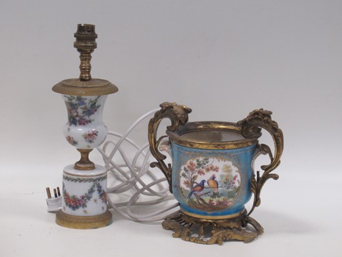 Lot 23 - A 19th century Sevres cachepot with ormolu...