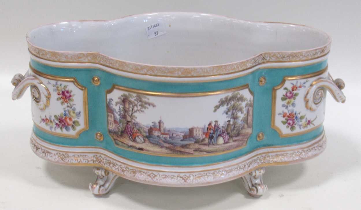 Lot 9 - A Berlin porcelain shaped cachepot or...
