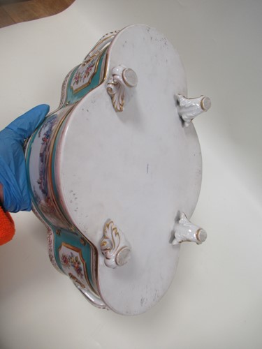 Lot 9 - A Berlin porcelain shaped cachepot or...