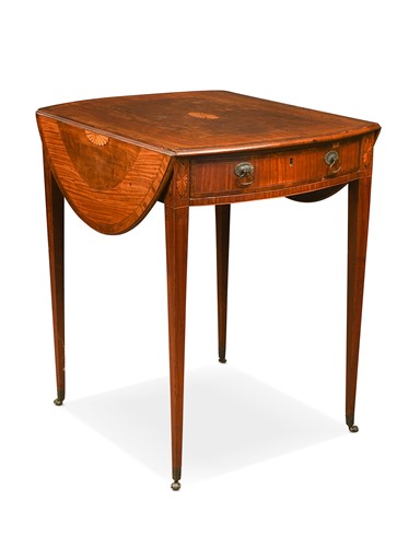 Lot 641 - A late George III mahogany and satinwood Pembroke table