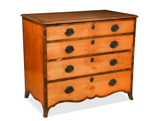 Lot 688 - A late George III satinwood and rosewood crossbanded secretaire chest