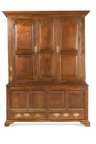 Lot 439 - An oak housekeepers cupboard, late 18th century