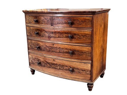 Lot 749 - A 19th century mahogany bow front chest of...