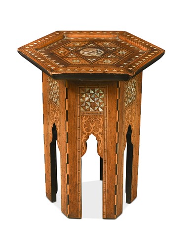 Lot 521 - A Middle-Eastern hexagonal occasional table, probably Syrian ,circa 1890