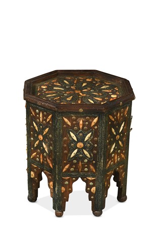 Lot 517 - A unusual Indian octagonal hardwood occasional table, 20th century