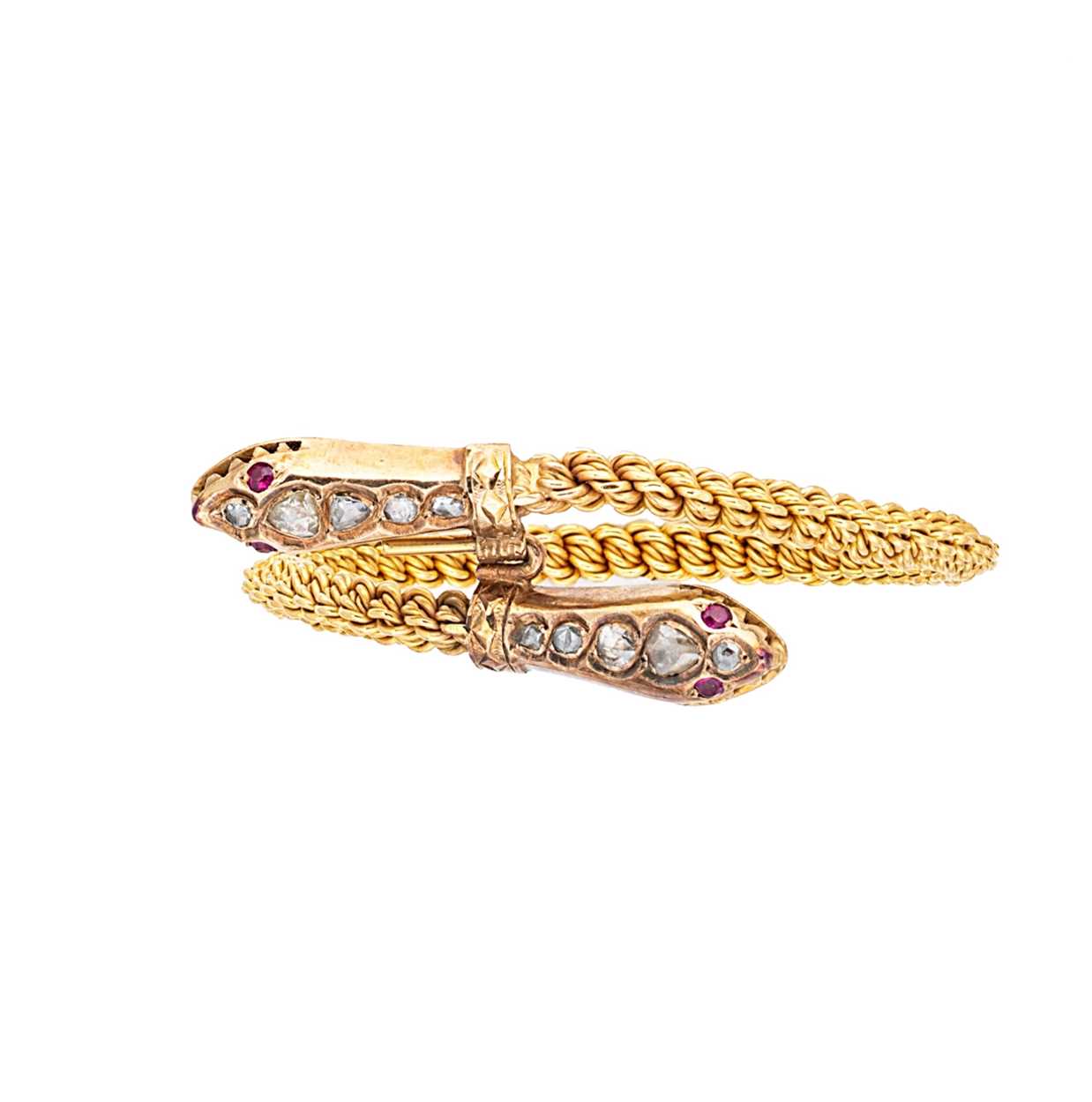 Lot 130 - A diamond set serpent bangle