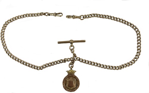 Lot 215 - An early 20th century 9ct gold 'double Albert' watch chain