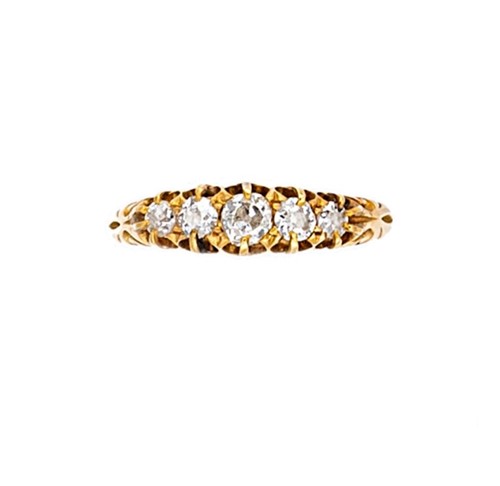 Lot 65 - A Victorian 18ct gold five stone diamond ring