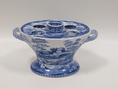 Lot 215 - A Spode blue transfer printed egg cruet or egg...