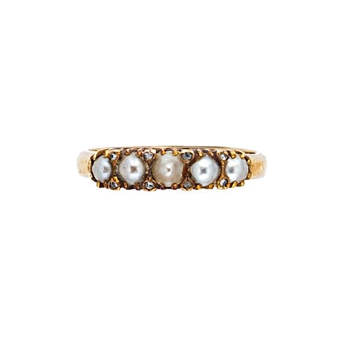 Lot 45 - A split pearl and diamond ring