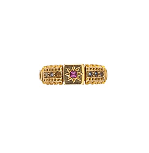 Lot 89 - An Edwardian ruby and split pearl ring