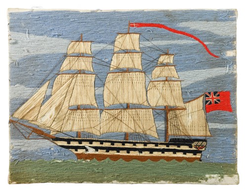 Lot 406 - A Victorian style woolwork picture by Colin Millington