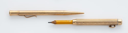 Lot 325 - A 9ct gold gravity fed propelling pencil, mark of Sampson Mordan, along with another