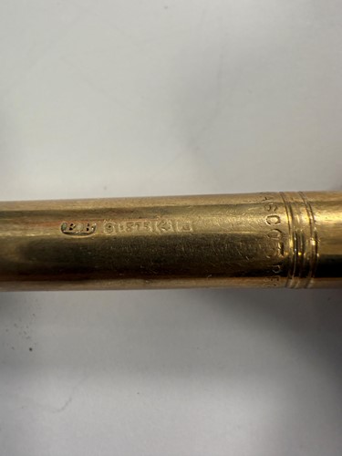 Lot 325 - A 9ct gold gravity fed propelling pencil, mark of Sampson Mordan, along with another