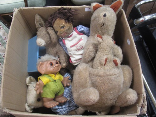 Lot 167 - A box of vintage teddy bears, rather well...