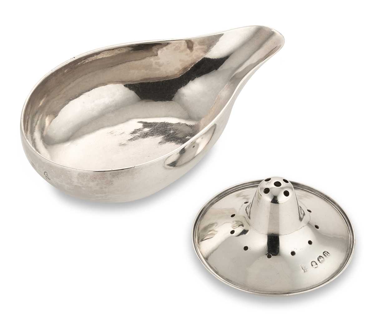 Lot 281 - A George III silver nipple shield and earlier pap boat