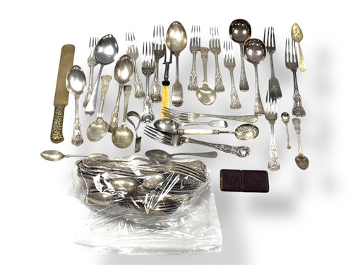 Lot 247 - A collection of silver flatware, 1358g (43ozt)...