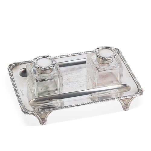 Lot 503 - An Edward VII silver desk inkstand