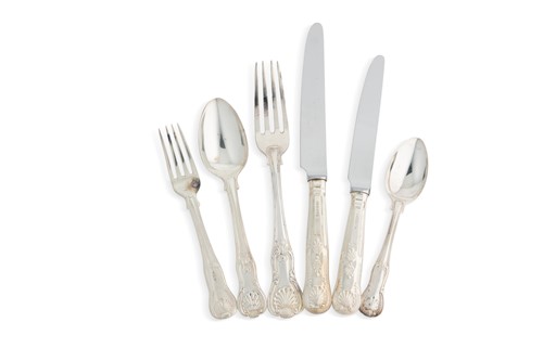 Lot 448 - A 47-piece harlequin set of 19th century silver flatware with 24 additions